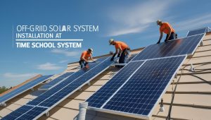 Off-grid solar system installation at time school system